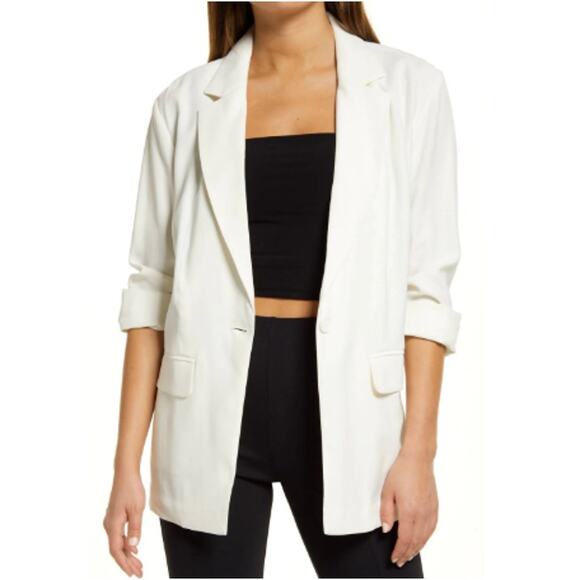 NEW OPEN EDIT NORDSTROM Women's Ivory Unstructured Blazer Size L - Picture 10 of 10